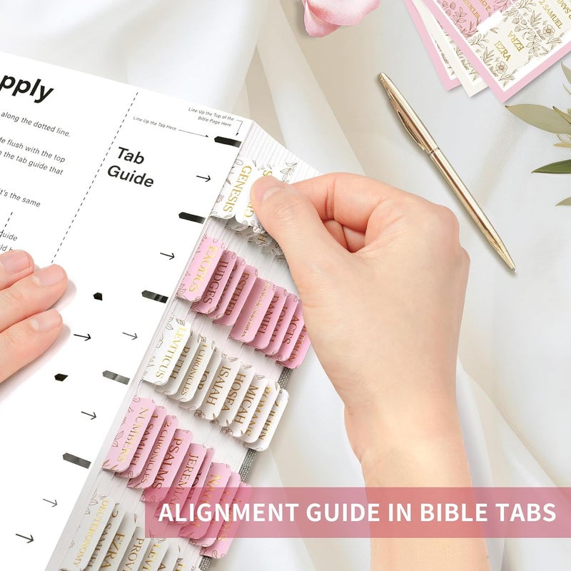 Taja Bible Tabs for Women & Men, Laminated Bible Tabs for Study Bible, Large Print Bible Tabs for Easy Navigation, Bible Index Tabs, 66 Tabs Old & New Testament, Extra 9 Blank Tabs - Sketch Floral - Image 5